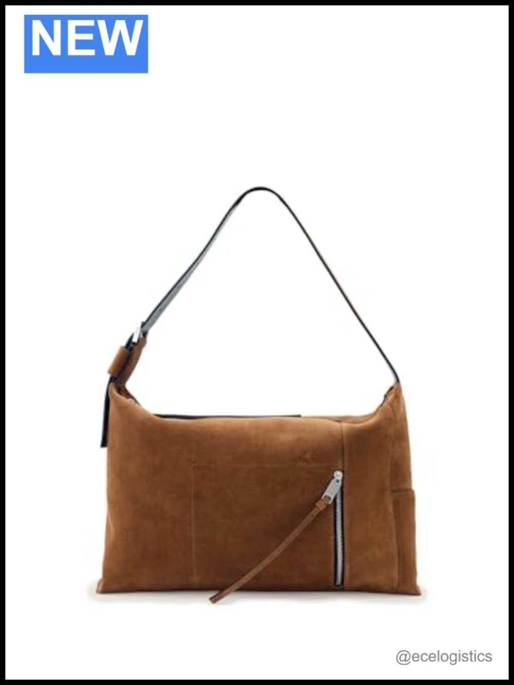 Suede Leather Shoulder Bag Zipper Closure Lightweight Everyday